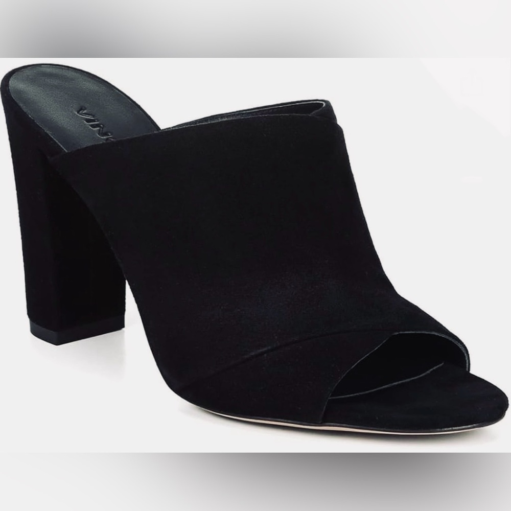 NWT Vince Heath Black Cross Strap Mule Sandal Size 9.5